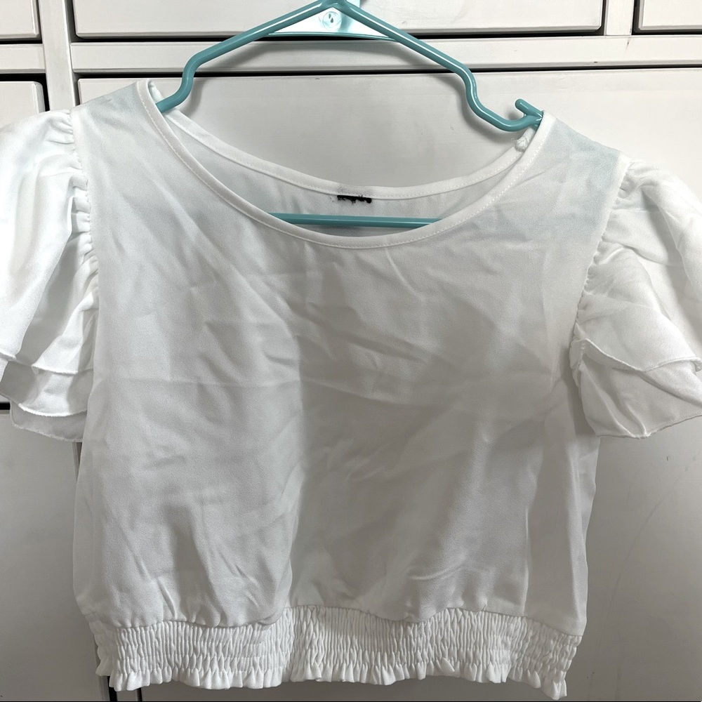 Vestique White Ruffle Top
